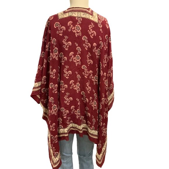 Anna Stylist and comfortable BoHo women's shaw one size burgandy floral - Picture 2 of 4